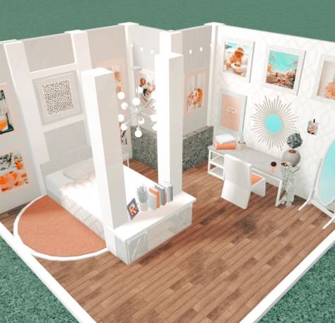 Blocksburg House, Modern Colonial House, Bloxburg Bedroom Ideas, Bloxburg Bedroom, Preppy House, Colonial House Exteriors, Blocksburg Room Ideas￼, House Plans With Pictures, Preppy Bedroom