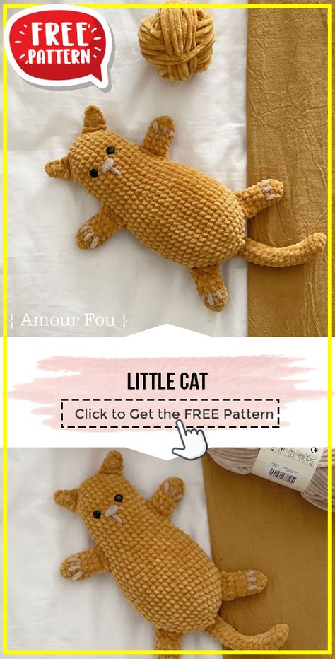 crochet Little Cat free pattern - FREE Crochet Cat Pattern for Beginners. Click to Get the Pattern #Cat #crochetpattern #crochet via @shareapattern.com Kat Haken, Chat Crochet, Amigurumi Minta, Clothes Tutorial, Confection Au Crochet, Crochet Cat Pattern, Pola Amigurumi, Crochet Animals Free Patterns, Crochet Design Pattern