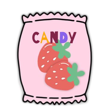 Candy Bag Drawing, Sweet Drawings Candy, Candy Wrapper Drawing, Cute Candy Drawing, Candy Illustration Art, Candies Drawing, Candy Art Drawing, Candy Drawings, Candy Strawberries