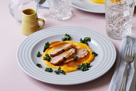 Duck Breast with Butternut Puree and Gravy — Diet Doctor Butternut Puree, Duck Breast Recipes, Duck Breast Recipe, Chicken Dumplings Recipe, Keto Chicken Salad, Butternut Squash Puree, Chicken And Butternut Squash, Duck Breast, Recetas Keto