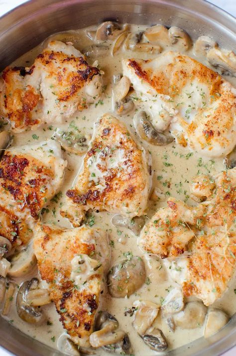 Mushroom Asiago Chicken, Creamy Asiago Chicken, Chicken Asiago, Turkey Entrees, Lite Meals, Asiago Chicken, Chicken With Mushrooms, Recipes Meat, Chicken Tonight