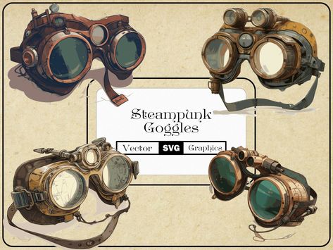 Goggles Character Design, Goggles Drawing Reference, How To Draw Goggles, Steam Punk Mask, Steampunk Gadgets Diy, Steampunk Pilot, Goggles Concept Art, Fantasy Goggles Design, Steampunk Gadgets Concept Art