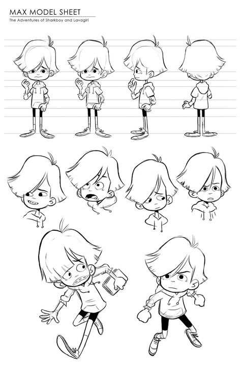 A model sheet and explorations for Max from Sharkboy and Lavagirl! I’ll be doing the other characters in a lineup for my final :) Tumblr Design, Character Turnaround, Character Model Sheet, Model Sheet, Character Design Sketches, 3d Modelle, Character Sketches, Kid Character, Character Design Animation