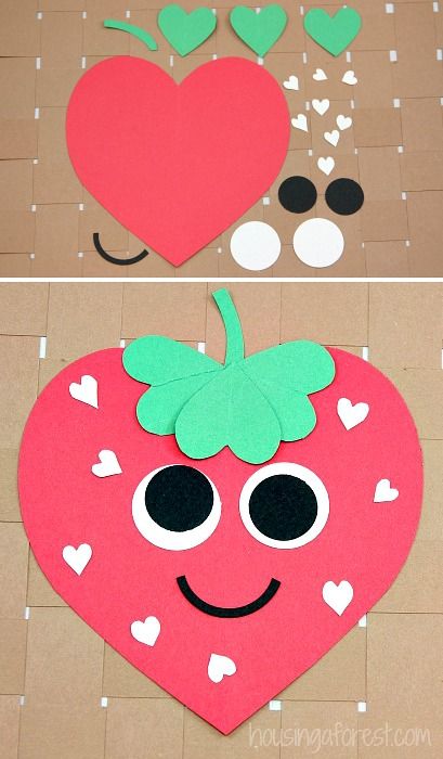 Easy Preschool Art Projects, Strawberry Crafts, Valentines Bricolage, St Patricks Day Crafts For Kids, Easy Valentine Crafts, Valentine's Day Crafts For Kids, Preschool Valentines, Valentine Crafts For Kids, Valentines Art