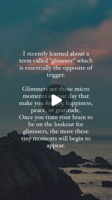 Empower with Taofikat on Instagram: "Discover the power of ‘glimmers’—those tiny moments that bring joy, happiness, and peace. Train your mind to spot them and watch your days light up! 

The term glimmers was coined by Deb Dana, a licensed clinical social worker who specializes in complex trauma.

#reels #glimmers #viralreels #positivityiskey #positivemindsetdaily #mindfulnessmatters #stayinthepresent #staymotivated" Happiness And Peace, Licensed Clinical Social Worker, Train Your Mind, Train Your Brain, Trust The Process, Social Worker, 2024 Vision, Positive Mindset, How To Stay Motivated