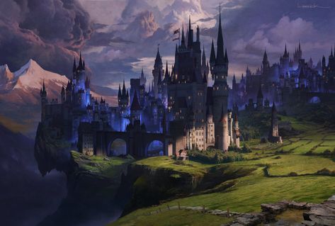 Dark Kingdom, 2d Painting, Castle Background, Dark Castle, Gothic Castle, Concept Art World, Heroic Fantasy, Fantasy City, Fantasy Castle