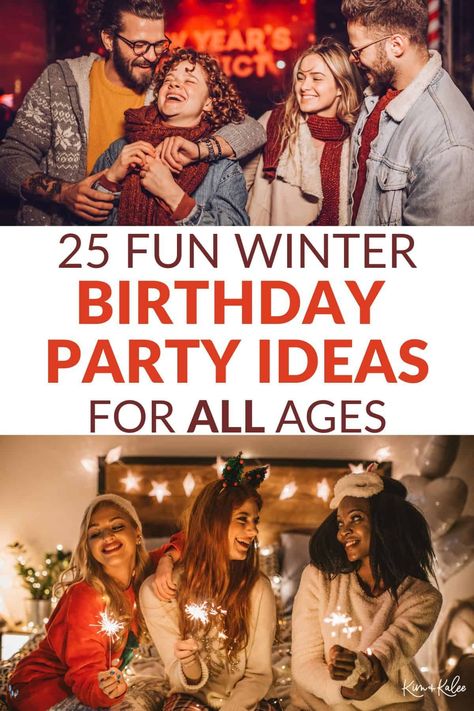 These Winter birthday party ideas are sure to be a good time! We've included ideas for guests of all ages -- so no Winter babies are left out! #winterbirthday #winterparty 16 Winter Birthday Party Ideas, Winter Parties Ideas, Sweet 16 Party Ideas In December, 30th Winter Birthday Party Ideas, At Home Winter Birthday Party Ideas, 16 Birthday Party Ideas In Winter, Snowboarding Birthday Party, Winter Birthday Activities For Adults, Birthday Party Ideas For Winter Months