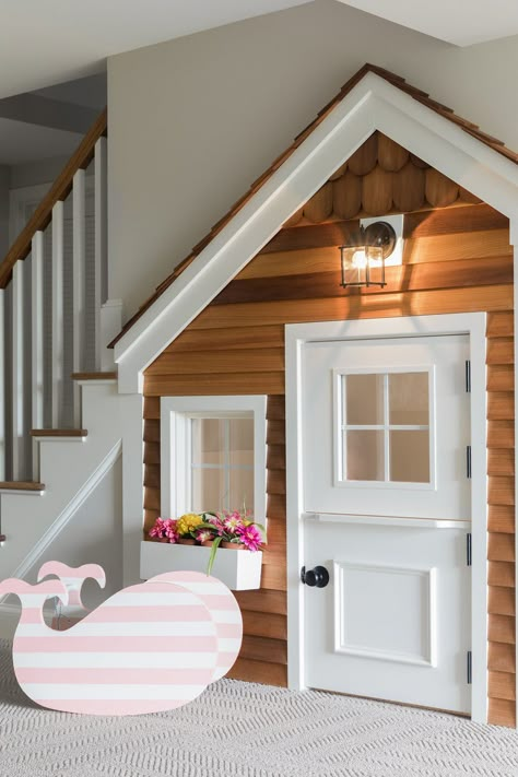 Real Designer: Corrine Wilbur Under Stairs Playhouse, Under Stairs Playroom, Stairs Playroom, Under Stairs Dog House, Room Under Stairs, تحت الدرج, Indoor Playhouse, Interior Design Institute, Bedroom Basement