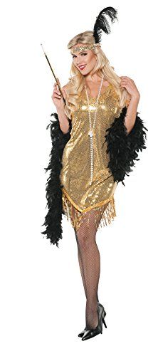 Gold Flapper Costume, Flapper Girl Costumes, Gold Flapper, Eve Costume, Gatsby Girl, 1920s Costume, Silver Mini Dress, Sequin Scarf, Mini Gold Dress