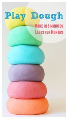 MAKE this PLAY DOUGH in 5 minutes! It is easy and cheap and lasts for months in the fridge! Summer Crafts, Toddler Crafts, Silly Putty, Playdough Recipe, Homemade Playdough, Toddler Snacks, Toddler Fun, Play Dough, Childrens Crafts