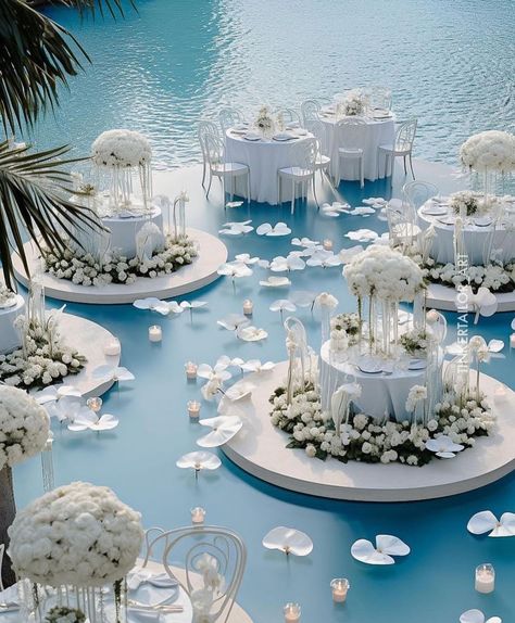 Elegant Wedding Themes, Ocean Wedding, Dream Wedding Decorations, Beauty Of Flowers, Wedding Design Decoration, Dream Wedding Venues, Bali Wedding, Aisle Decor, Wedding Stage