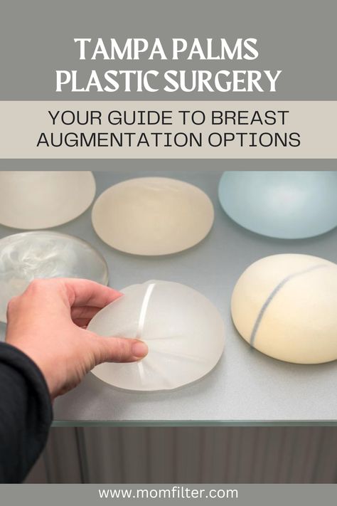 The promotional piece from Tampa Palms Plastic Surgery details breast augmentation options, including saline, silicone gel, structured, and round implants. It discusses their composition, feel, risks, and suitability for different preferences. The text also discusses textured and smooth surface implants and encourages clients to consult with qualified plastic surgeons for informed decisions and confident results. Small Silicone Implants, A To C Cup Implants, Breast Implant Sizes Before After, Implant Birth Control, Moderate Profile Breast Implants, Breast Augmentation, Silicone Gel, Plastic Surgeon, Plastic Surgery