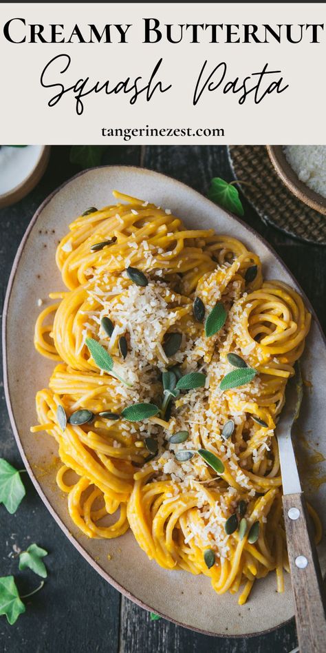 Creamy Butternut Squash Pasta Recipe Creamy Butternut Squash Pasta, Butternut Squash Recipes Pasta, Squash Pasta Recipe, Creamy Butternut Squash, Squash Vegetable, Vegetable Stock Cubes, Butternut Squash Pasta, Squash Pasta, Healthy Pasta Recipes