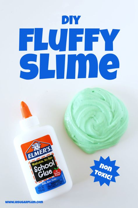 DIY Fluffy Slime Recipe (Non-Toxic!) Non Toxic Slime, Diy Fluffy Slime Recipe, Safe Slime Recipe, Borax Free Slime, Fluffy Slime Recipe, Free Slime, Borax Slime, Making Fluffy Slime, Diy Fluffy Slime