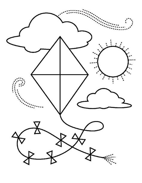 Kite Coloring Pages Kite Coloring Page, Nursery Class Drawing, Kite Outline, Kite Drawing, Ocean Coloring Pages, Blue Butterfly Wallpaper, Class Activity, Classroom Wall Decor, Egg Carton Crafts