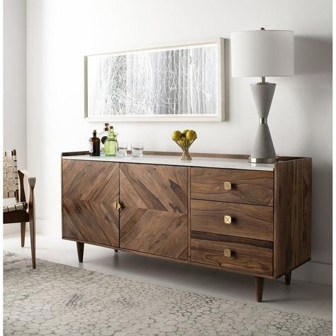 Bring substance and style to any dining room with this contemporary sideboard. Crafted with a natural finish, this buffet was designed to showcase its rich... Acacia Wood Sideboard, Black Dining Room Furniture, Sideboard Modern, Sideboard Decor, Contemporary Sideboard, Living Room Console, Wood Buffet, Black Dining Room, Solid Wood Sideboard