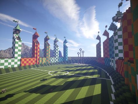 Quidditch pitch - the universe of Harry Potter! Minecraft Project Hogwarts Minecraft, Quidditch Aesthetic, Harry Potter Minecraft, Hogwarts Interior, Quidditch Pitch, Harry Potter Rpg, Hogwarts Quidditch, Harry Potter Classroom, Harry Potter Quidditch