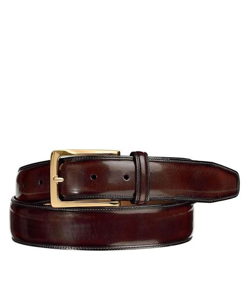 From Johnston & Murphy, this belt features:genuine leatherstitched edges and a zinc alloy bucklepolished brass finish1 3/8" widecoordinates with Johnston & Murphy "Hayes" dress shoeImported. Boys Belt, Formal Belts, Accessory Inspo, Big Friends, Mens Outfit Inspiration, Fashion Belts, Johnston Murphy, Brown Belt, Sneakers Men Fashion