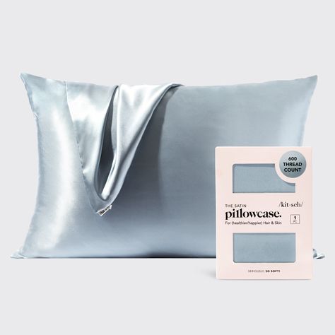 Satin Pillowcase - Haze Blue Sill Pillow Cases, Birthday Wishlist Ideas, Silk Pillow Case, Bday Wishlist, Xmas Wishlist, Satin Pillow, Satin Pillowcase, Hair Healthy, Make Up Remover