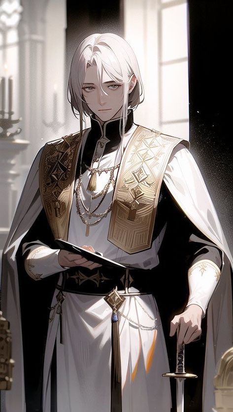 Priest Oc Male, Anime Priest, Fantasy Priest, Priest Character Design, Priest Oc, Evelynn League Of Legends, Anime Knight, The Sinner, Mafia Boss