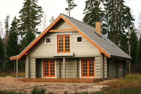 6 Most Suitable Log Cabin Exterior Paint Colors - Homenish Modern Log Home Exterior, Painted Log Cabin Exterior, Log Cabin Exterior Paint Colors, Log House Exterior, Log Siding Exterior, Log Home Exterior Colors, Log Cabins Exterior, Cabin Exterior Colors, Cabin Paint Colors