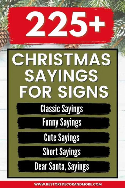 225+ Christmas Sayings For Signs - Ultimate List (2021) Christmas Board Signs, Christmas Sayings For Signs, Christmas Signs And Sayings, Santa Sayings, Sayings For Signs, Santa Signs, Christmas Qoutes, Short Christmas Quotes, Cute Christmas Quotes