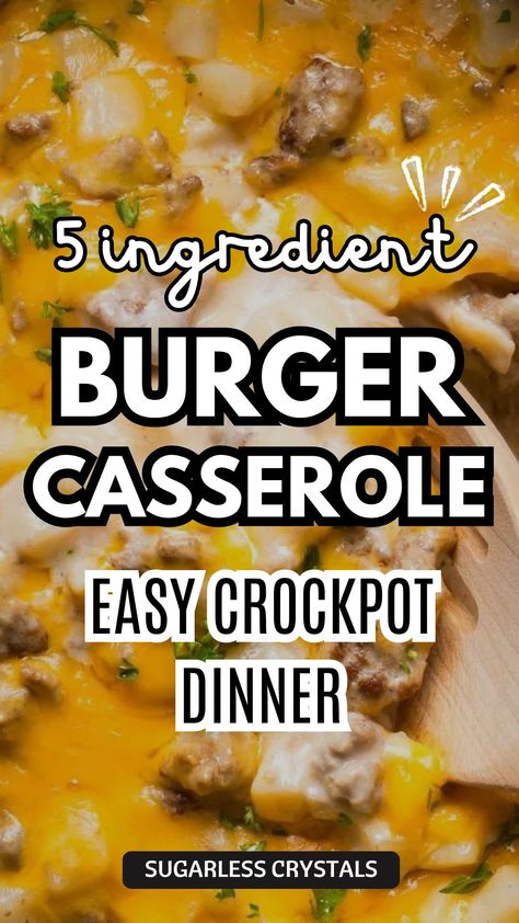 Discover an effortless way to enjoy a comforting meal with our Easy Crockpot Hamburger & Potato Casserole Recipe. This hearty dish combines ground beef, diced potatoes, and a creamy mushroom sauce, slow-cooked to perfection. Perfect for busy weeknights, this recipe requires minimal prep and delivers maximum flavor. Customize it with your favorite veggies and enjoy a delicious, complete meal that the whole family will love. Get ready to dig in! Hamburger Meat And Potatoes Recipes Crock Pot, Diced Potato Crockpot Recipes, Ground Beef Crockpot Casseroles, Ground Turkey And Potatoes Crockpot, Quick And Easy Crockpot Recipes Ground Beef, Ground Beef Potato Crockpot Recipes, Hamburger Crockpot Recipes Easy, Frozen Hamburger Patties Recipes Crock Pot, Ground Beef And Potatoes Crock Pot