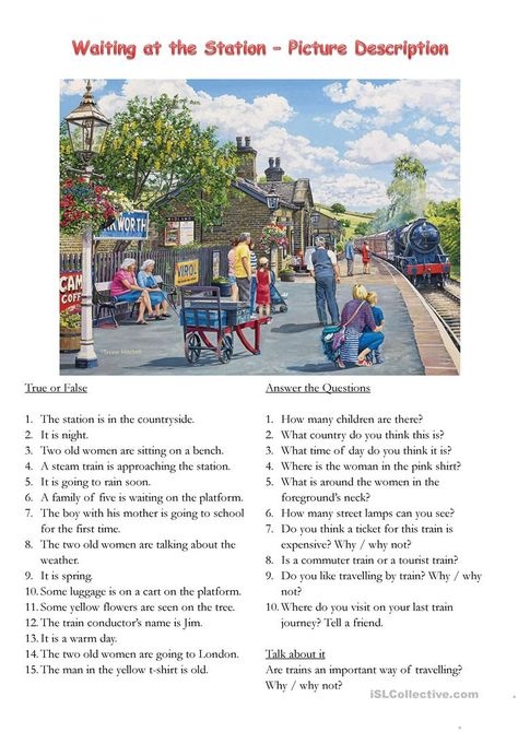 Picture Dictation Worksheets, Picture Description Images, Speaking Worksheet, Describe The Picture, Picture Comprehension, English Units, Reading Comprehension Kindergarten, English Short Stories, Picture Puzzle