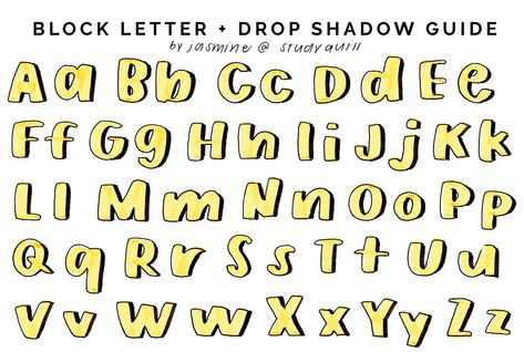 Fonts With Shadows Hand Lettering, Block Letter Shadow, Lettering Alphabet Shadow, Drop Shadow Lettering Alphabet, Shadow On Letters, Letters With Shadow Fonts, Block Letters With Shadow, Shadow Block Letters, How To Write Shadow Letters