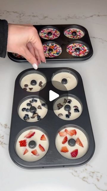 How To Make Donuts With Pancake Batter, Donut Pancakes, Pancake Doughnuts Recipe, Pancake Donuts Baked, Pancake Mix Donuts Recipes, Pancake Cereal, Pancake Donuts Recipes, Easy Things To Make For Breakfast, Pancake Cups