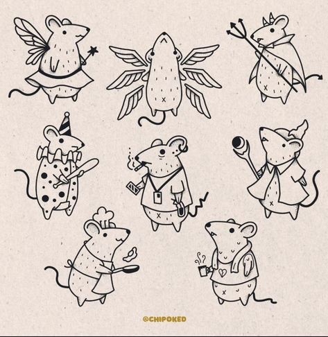 mouse flash by @chipoked on Instagram Cartoon Mouse Tattoo, Fairy Rats Tattoo, Rat Tattoo Design Simple, Rat Flash Tattoo, Rat Tattoo Simple, Cute Rats Drawing, Cute Rat Tattoo, Cute Mouse Illustration, Mouse Warrior