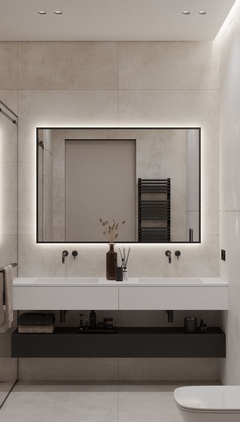 Bilik Air, Retro Revival, Bathroom Inspiration Modern, Washroom Design, Lighting Plan, Bathroom Design Inspiration, Bathroom Design Decor, Toilet Design, Bathroom Inspiration Decor