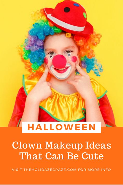 Cute And Easy Clown Makeup, Easy Kid Clown Makeup, Clown Makeup Kids Cute, Clown Faces Makeup, Easy Clown Makeup Cute, Clown Makeup Easy Simple, Friendly Clown Makeup, Happy Clown Makeup Women, Cute Clown Makeup For Kids