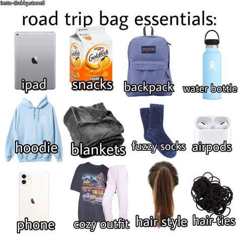 Schul Survival Kits, Trip Essentials Packing Lists, Travel Backpack Essentials, Traveling Essentials, Road Trip Bag, Road Trip Kit, Trip Bag, Packing Essentials List, Road Trip Packing List