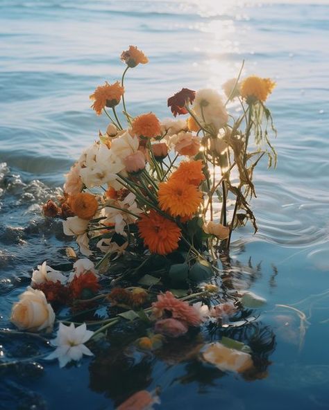 Flowers In Water Photography, Water Photography Ideas, Flower In Water, Ocean Float, Underwater Flowers, Wet Flowers, Sea Flowers, Flowers Water, Photography Board