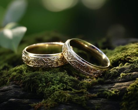 One Ring to Rule Your Big Day: The Lord of the Rings Wedding Guide Lotr Wedding Ring, Tolkien Wedding, Shrek Wedding, Fantasy Wedding Rings, Lord Of The Rings Wedding, Silver Diamond Wedding Rings, Hobbit Wedding, Elvish Wedding, Lotr Wedding