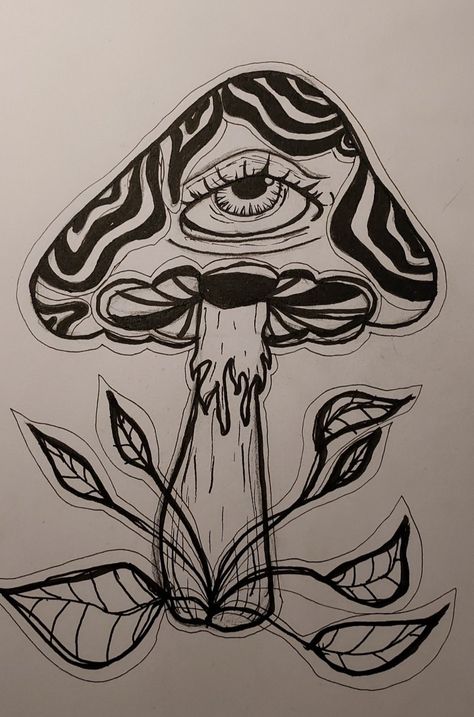 Cute Rapid Art, Weird Drawing Ideas Easy, Mushroom Eye Drawing, Eyes And Mushrooms Drawing, Weird Sketches Easy, Spooky Art References, Weird Eye Drawings, Weird Drawing Ideas Sketch, Trippy Mushroom Drawing Ideas Easy