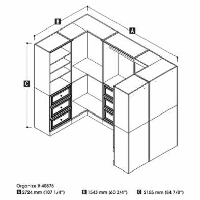 Versatile by Bestar 40875 108 in. Corner Storage Kit | Hayneedle Corner Clothes Storage, U Shape Wardrobe Design, Corner Wardrobe Closet, Accessible House, Corner Closet, Drawer Set, Storage Wardrobe, Corner Wardrobe, No Closet Solutions