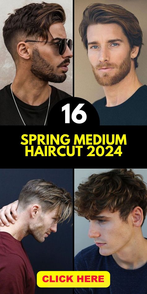 The spring medium haircut 2024 trend is all about embracing world styles, with a focus on versatile and aesthetic looks. Popular choices include the mid-length undercut, perfect for both wavy and straight hair types. This hairstyle offers a clean, modern look while maintaining enough length to allow for various styling options. Men’s Popular Haircuts 2024, Mid Length Hairstyle Men, Hảir Cut For Men, Mens Hairstyles 2024 Trends, Haircut 2024 Men’s, Hairstyles For Men 2024, 2024 Haircut Men, 2024 Men Hairstyle, 2024 Mens Haircuts