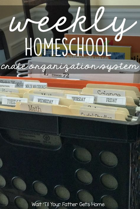 Weekly Homeschool Crate Organization System via Wait 'Til Your Father Gets Home #homeschool #homeschoolorganization #crateorganization Homeschool Crate System, Kindergarten Curriculum, Homeschool Freebies, Prayers For Children, Work Boxes, Homeschool Life, School Room, Book Organization, Homeschool Organization