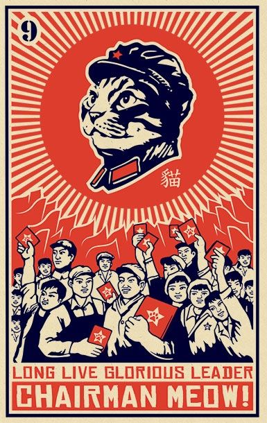 Funny Propaganda Posters, Kevin Mccormick, Chairman Meow, Communist Propaganda, Poster Cat, Propaganda Poster, Propaganda Art, Matchbox Art, Soviet Art