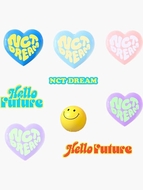 Hello Future Aesthetic, Nct Stickers Printable, Nct Dream Design, Nct Dream Logo, Nct Dream Sticker, Hello Future Nct Dream, Nct Stickers, Nct Sticker, Nct Logo