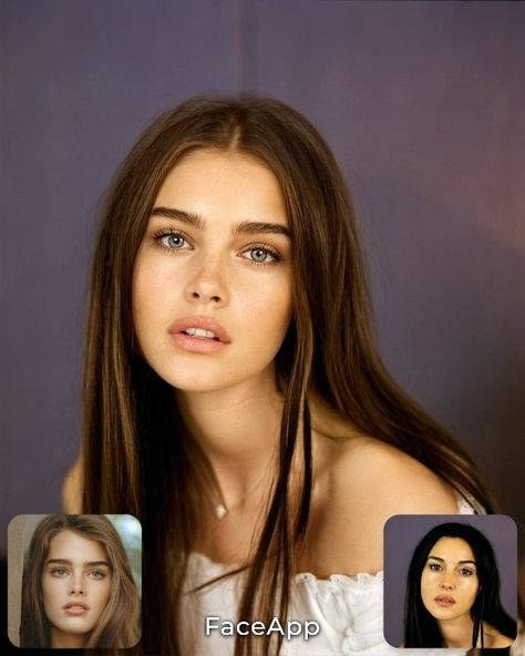 Good Face Claims, Fame Face Claims, Natural Beauty Outfits, Doll Face Beauty, Unsymmetrical Face Models, Brooke Shields Face Morph, Faceapp Celebrities, Mom Face Claim Dr