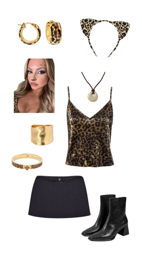 cheetah leopard jaguar halloween costume and makeup inspiration Halloween Costume And Makeup, Cheetah Halloween Costume, Cheetah Halloween, Cheetah Makeup, Cheetah Costume, Leopard Halloween, Leopard Costume, Homemade Halloween Costumes, Trendy Halloween Costumes