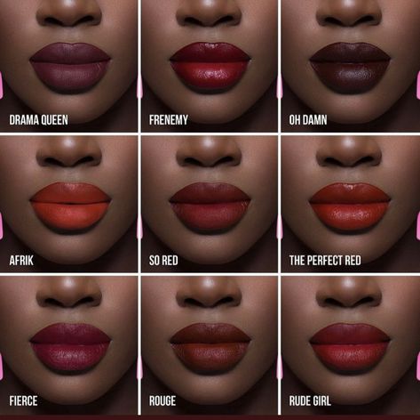 Berry Red Lipstick, Face Makeup Guide, Red Lipstick Makeup Looks, Matte Red Lips, Maquillage Yeux Cut Crease, Red Lipstick Shades, Lipstick Dark Red, Lipstick For Dark Skin, Lip Shades