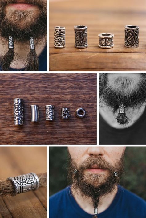 Beard Beads | Vikings | Hair Beads | Stainless Steel | Dreadlock Beads | Viking Beads #beardbeads #vikingbeads #vikings #vikinghair #vikingbeards #hairbeads #dreadbeads #stainlesssteel #mountaindreads Beard Jewelry Vikings, Viking Accessories Men, Men Hair Accessories, Viking Beard Beads, Men Viking Hair, Viking Men Hair, Modern Viking Men, Viking Make Up Men, Viking Hair Men