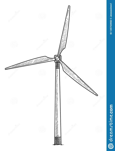 Wind Turbine Drawing, Windmill Drawing, Ink Line Art, Wind Pictures, Front Page Design, Line Art Vector, Fashion Illustration Sketches Dresses, Cute Drawing, Meaningful Art