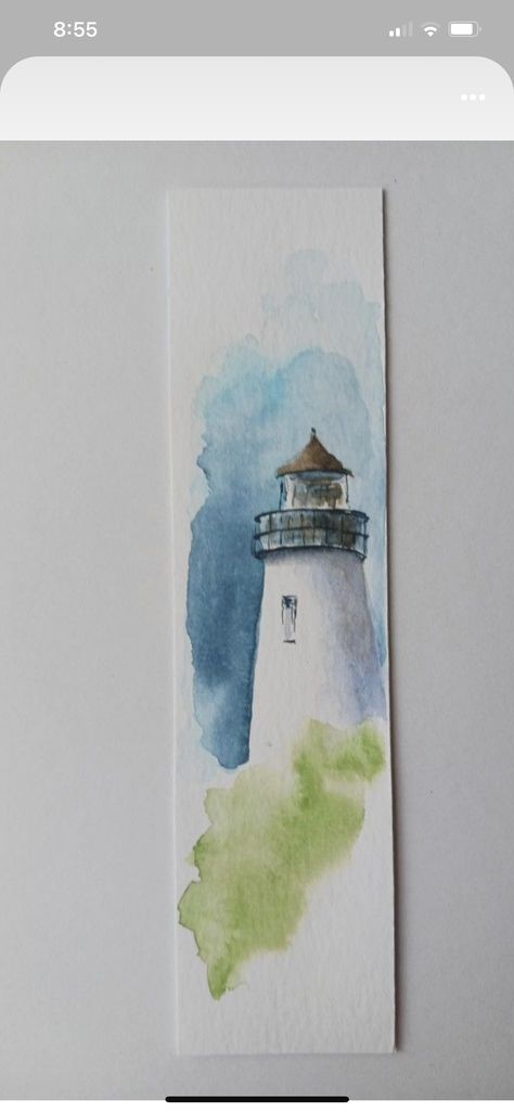 Cute Watercolour Bookmark, Watercolour Painting Bookmarks, Watercolor Gifts Ideas, Easy Small Watercolor Paintings, Easy Watercolour Painting Landscape, Book Mark Ideas Watercolor, Watercolor Book Marks Diy, Small Watercolor Ideas, Watercolor Paintings Bookmarks