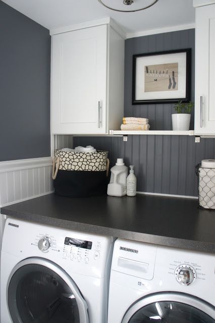 15+ Beautiful Laundry Rooms sure to inspire you for your own laundry room! { lilluna.com } Laundry Room Paint Color, Laundry Room Paint, Grey Laundry Rooms, White Laundry Rooms, Laundry Room/mud Room, White Laundry, Smart Tiles, Small Laundry Room, Small Laundry