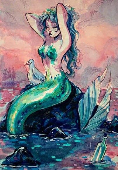 Mermaid Artwork, Mermaid Drawings, Arte Sketchbook, Mermaid Art, Fantasy Illustration, A Mermaid, Art Inspiration Drawing, A Drawing, The Sunshine